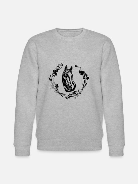 Pferd mit Blumen - Stanley/Stella Unisex Bio-Sweatshirt CHANGER - Grau meliert