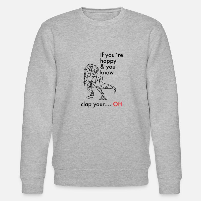 Dino mit Spruch - Stanley/Stella Unisex Bio-Sweatshirt CHANGER  - Grau meliert
