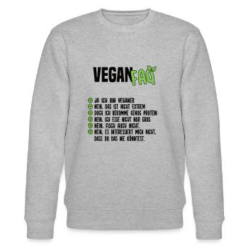 Vegan FAQ - Lustiger Veganer Spruch - Stanley/Stella Unisex Bio-Sweatshirt CHANGER  - Grau meliert - Vorne - Nik (191cm) & Marisol (170cm)