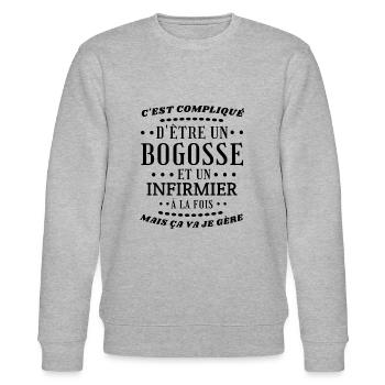 Bogosse infirmier - Sweat bio CHANGER Stanley/Stella Unisexe - gris chiné - Devant - Nik (191cm) & Marisol (170cm)