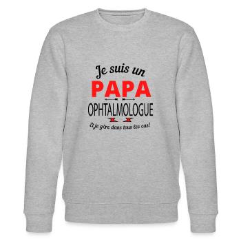 Papa OPHTALMOLOGUE - Sweat bio CHANGER Stanley/Stella Unisexe - gris chiné - Devant - Nik (191cm) & Marisol (170cm)