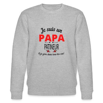 Papa PATINEUR - Sweat bio CHANGER Stanley/Stella Unisexe - gris chiné - Devant - Nik (191cm) & Marisol (170cm)
