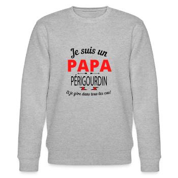 Papa PÉRIGOURDIN - Sweat bio CHANGER Stanley/Stella Unisexe - gris chiné - Devant - Nik (191cm) & Marisol (170cm)