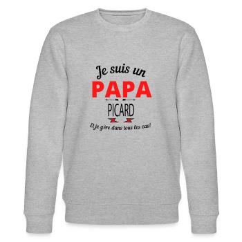Papa PICARD - Sweat bio CHANGER Stanley/Stella Unisexe - gris chiné - Devant - Nik (191cm) & Marisol (170cm)