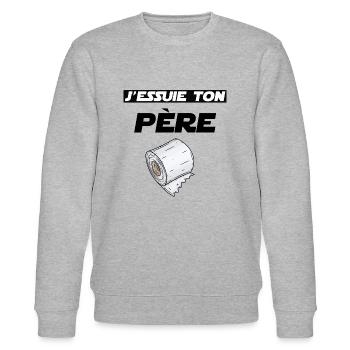 j essuie ton père cadeau anniversaire PQ humour - Sweat bio CHANGER Stanley/Stella Unisexe - gris chiné - Devant - Nik (191cm) & Marisol (170cm)