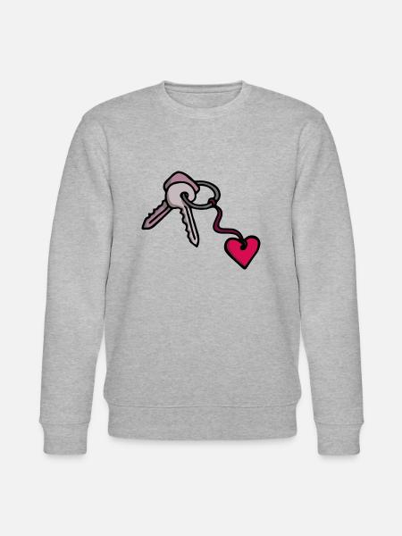 Double key with heartchain keychain - Stanley/Stella CHANGER Unisex Organic Sweatshirt - heather grey