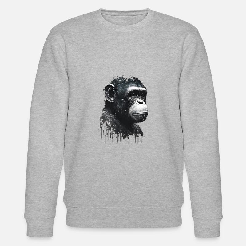 Portrait de singe chimpanzé - Sweat bio CHANGER Stanley/Stella Unisexe - gris chiné