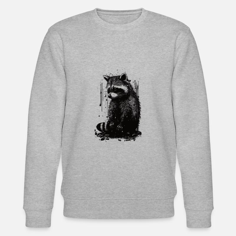 Waschbär Weiß & Schwarz Schablone - Stanley/Stella Unisex Bio-Sweatshirt CHANGER  - Grau meliert