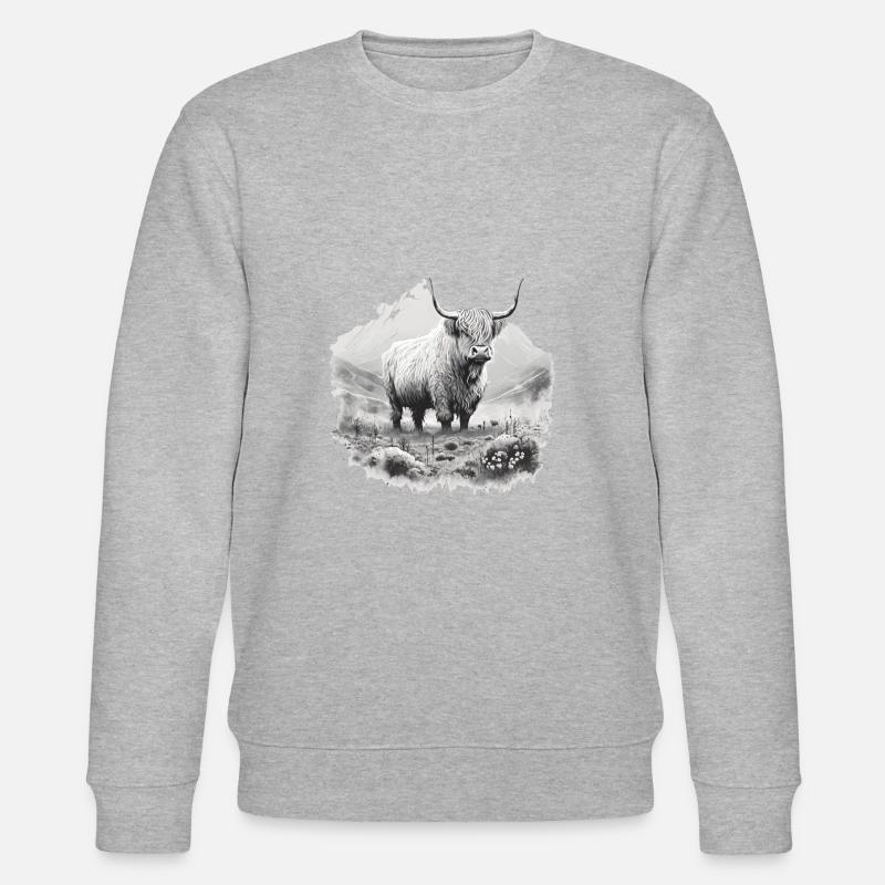 Vache des Highlands - Sweat bio CHANGER Stanley/Stella Unisexe - gris chiné