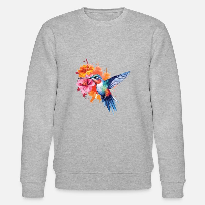 Adorable aquarelle d’un colibri - Sweat bio CHANGER Stanley/Stella Unisexe - gris chiné