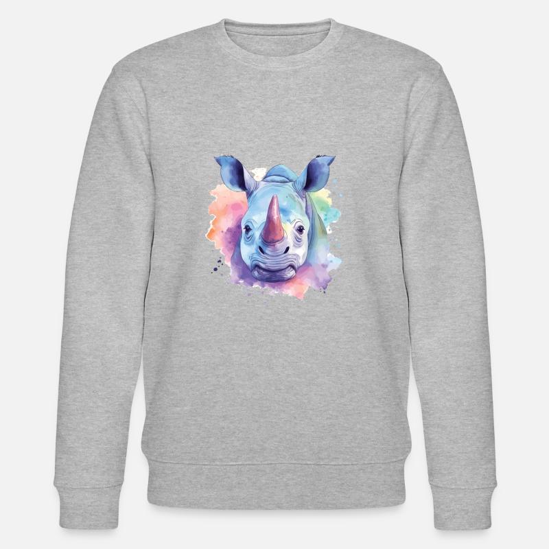 Lebendige Nashornkunst - Stanley/Stella Unisex Bio-Sweatshirt CHANGER  - Grau meliert