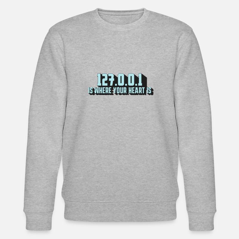 Heart is 127.0.0.1 – Programmer's Pride - Stanley/Stella CHANGER Unisex Organic Sweatshirt - heather grey