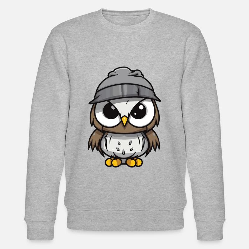 Eule Winter Comic - Stanley/Stella Unisex Bio-Sweatshirt CHANGER  - Grau meliert