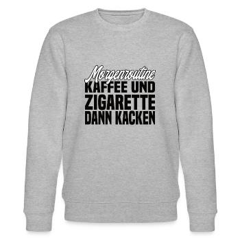 Kaffee Und Zigarette Dann Kacken - Lustiger Spruch - Stanley/Stella Unisex Bio-Sweatshirt CHANGER  - Grau meliert - Vorne - Nik (191cm) & Marisol (170cm)