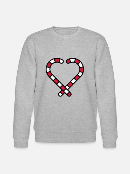 Candy Cane Heart - Stanley/Stella CHANGER Unisex Organic Sweatshirt - heather grey