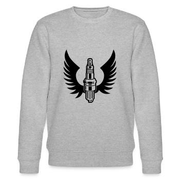 Spark plug with wings engine motorsport mechanic - Stanley/Stella CHANGER Unisex Organic Sweatshirt - heather grey - Front - Nik (191cm) & Marisol (170cm)