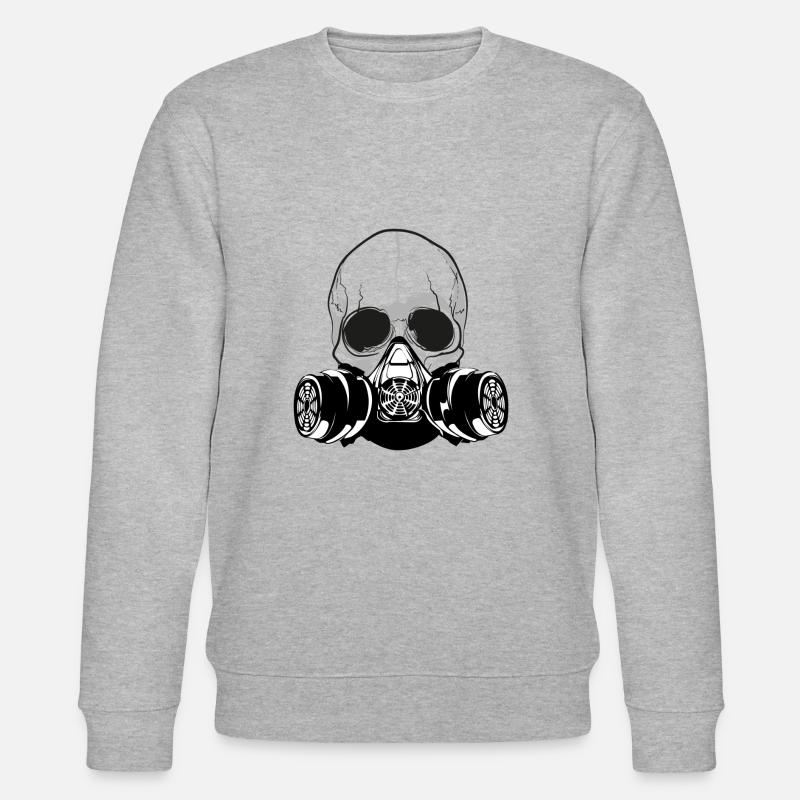 Schädel, menschlicher Schädel, Schädel-Kapuzenpullis, Schädel-T-Shirts - Stanley/Stella Unisex Bio-Sweatshirt CHANGER - Grau meliert