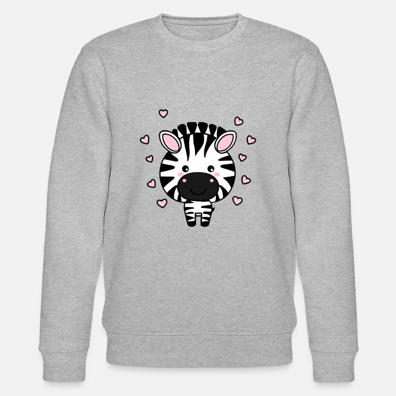 Süßes Zebra mit Herzchen - Stanley/Stella Unisex Bio-Sweatshirt CHANGER  - Grau meliert