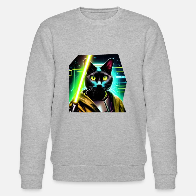 Chat avec sabre laser - Sweat bio CHANGER Stanley/Stella Unisexe - gris chiné