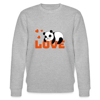 Panda Love - Stanley/Stella Unisex Bio-Sweatshirt CHANGER  - Grau meliert - Vorne - Nik (191cm) & Marisol (170cm)
