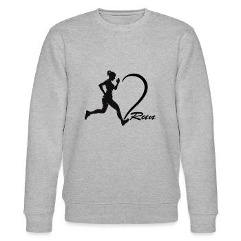 Läuferin läuft Marathon RUN Laufschuhe RunningGirl - Stanley/Stella Unisex Bio-Sweatshirt CHANGER  - Grau meliert - Vorne - Nik (191cm) & Marisol (170cm)