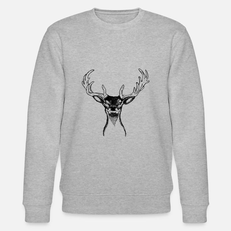 Hirschkopf | Deer Head - Stanley/Stella Unisex Bio-Sweatshirt CHANGER  - Grau meliert