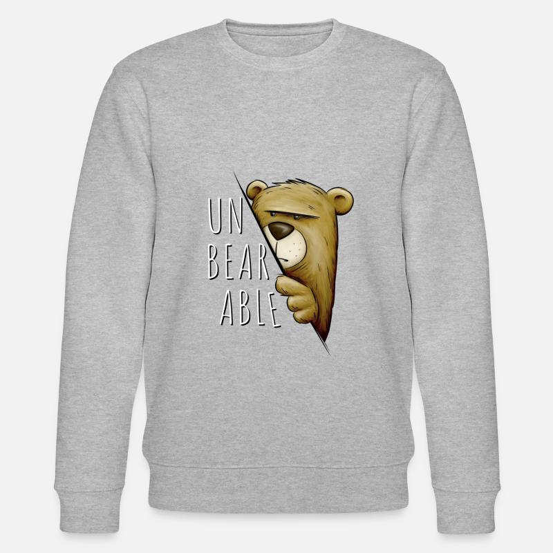 Unbearable - Unbearable Grumpy Bear pun - Stanley/Stella CHANGER Unisex Organic Sweatshirt - heather grey