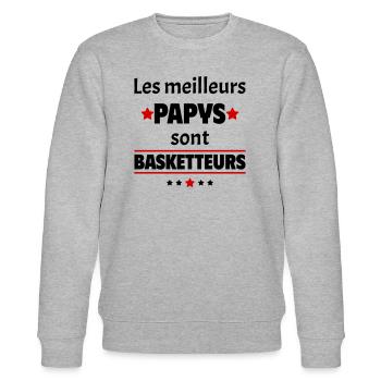 Les meilleurs papys sont basketteurs, cadeau noël - Sweat bio CHANGER Stanley/Stella Unisexe - gris chiné - Devant - Nik (191cm) & Marisol (170cm)