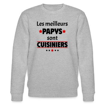Les meilleurs papys sont cuisiniers, cadeau noël - Sweat bio CHANGER Stanley/Stella Unisexe - gris chiné - Devant - Nik (191cm) & Marisol (170cm)