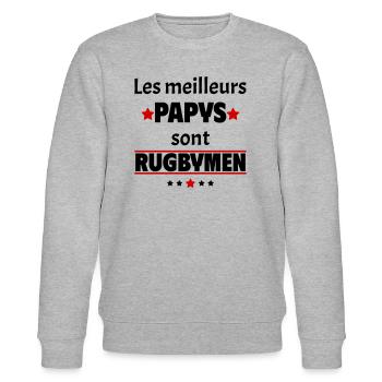 Les meilleurs papys sont rugbymen, cadeau noël - Sweat bio CHANGER Stanley/Stella Unisexe - gris chiné - Devant - Nik (191cm) & Marisol (170cm)