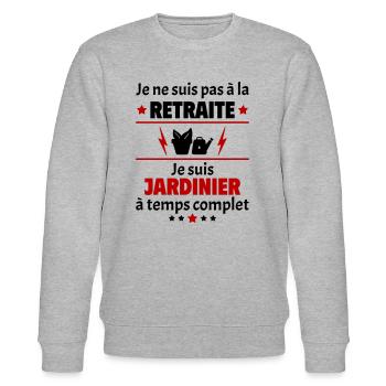 Pas à la retraite jardinier à temps complet, noël - Sweat bio CHANGER Stanley/Stella Unisexe - gris chiné - Devant - Nik (191cm) & Marisol (170cm)
