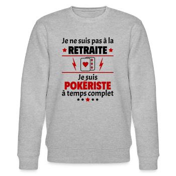 Pas à la retraite pokériste à temps complet, noël - Sweat bio CHANGER Stanley/Stella Unisexe - gris chiné - Devant - Nik (191cm) & Marisol (170cm)