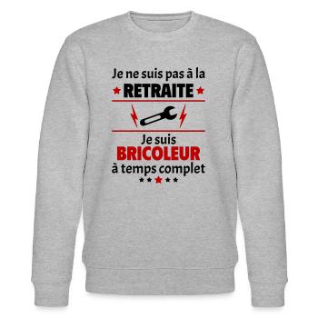 Pas à la retraite bricoleur à temps complet, noël - Sweat bio CHANGER Stanley/Stella Unisexe - gris chiné - Devant - Nik (191cm) & Marisol (170cm)