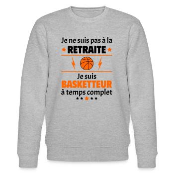 Pas à la retraite basketteur à temps complet, noël - Sweat bio CHANGER Stanley/Stella Unisexe - gris chiné - Devant - Nik (191cm) & Marisol (170cm)