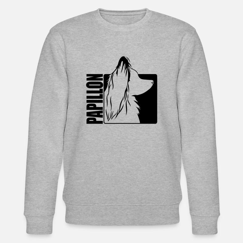 Papillon Profil Hunde Hund Wilsigns - Stanley/Stella Unisex Bio-Sweatshirt CHANGER  - Grau meliert