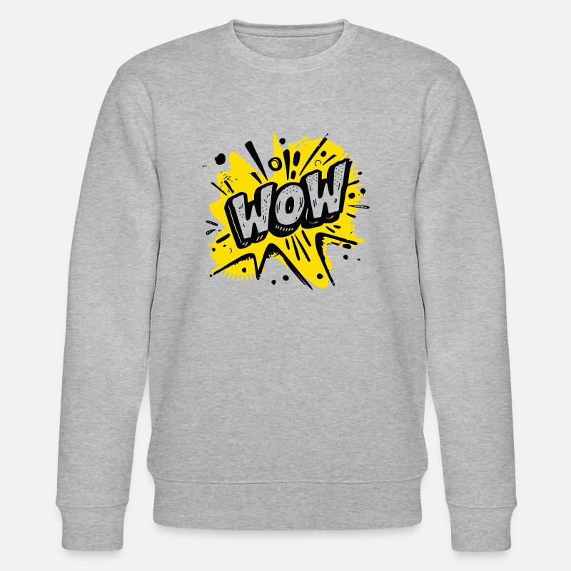 Comic Pop Art "Wow" - Stanley/Stella Unisex Bio-Sweatshirt CHANGER  - Grau meliert