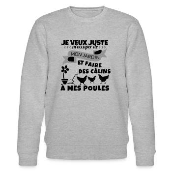 Mon Jardin et mes poules Cadeau - Sweat bio CHANGER Stanley/Stella Unisexe - gris chiné - Devant - Nik (191cm) & Marisol (170cm)