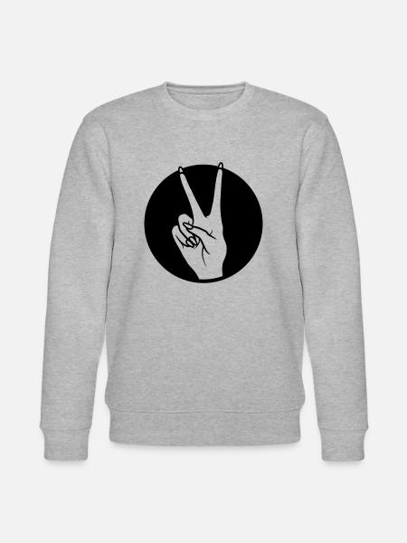 Rund sejr Hånd signalerer fred - Stanley/Stella økologisk unisex-sweatshirt CHANGER  - grå meleret