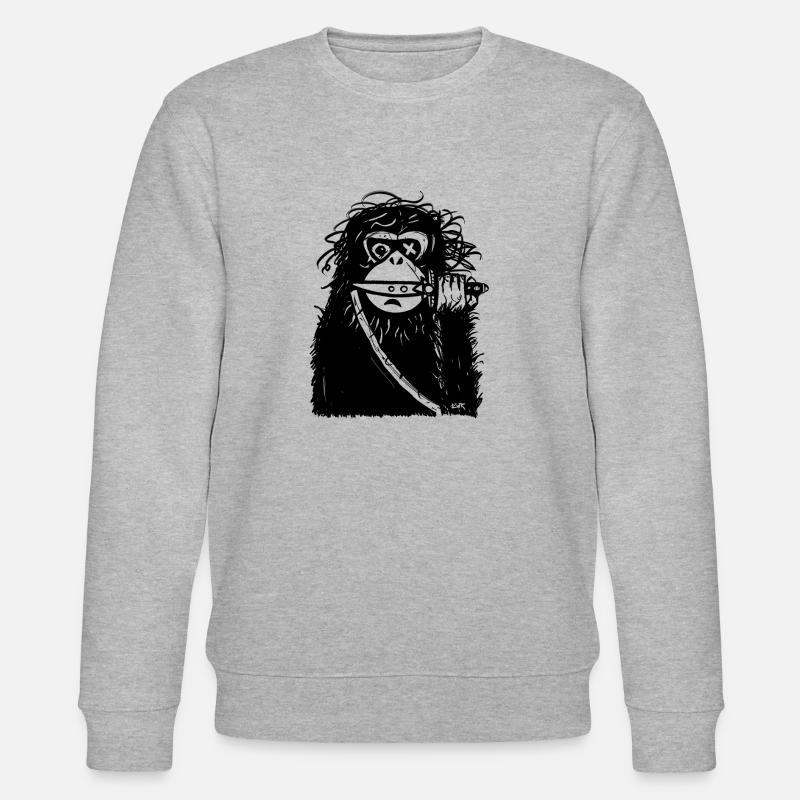 Affe mit Messer - Stanley/Stella Unisex Bio-Sweatshirt CHANGER  - Grau meliert