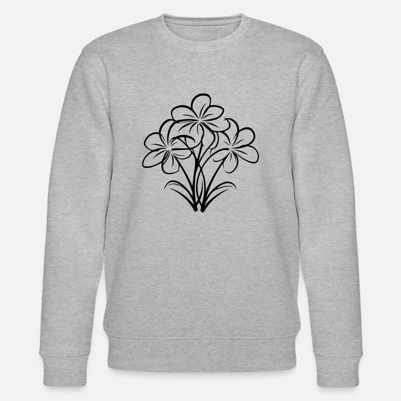 Handgezeichnete Blume - Stanley/Stella Unisex Bio-Sweatshirt CHANGER  - Grau meliert