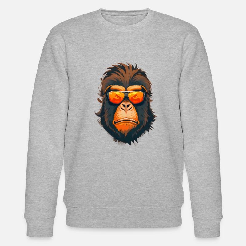 Cooler Affe mit Sonnenbrille - Stanley/Stella Unisex Bio-Sweatshirt CHANGER  - Grau meliert