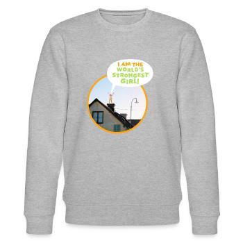 Pippi Langstrumpf Pippi Auf Dem Dach Mit Spruch - Stanley/Stella Unisex Bio-Sweatshirt CHANGER  - Grau meliert - Vorne - Nik (191cm) & Marisol (170cm)