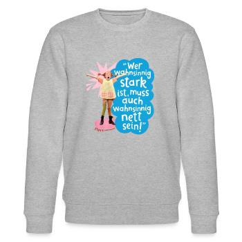 Pippi Langstrumpf Gestreckte Pippi Mit Spruch - Stanley/Stella Unisex Bio-Sweatshirt CHANGER  - Grau meliert - Vorne - Nik (191cm) & Marisol (170cm)