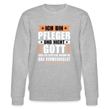Ich bin Pfleger und nicht Gott - Stanley/Stella Unisex Bio-Sweatshirt CHANGER  - Grau meliert - Vorne - Nik (191cm) & Marisol (170cm)