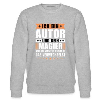 Ich bin Autor und kein Magier - Stanley/Stella Unisex Bio-Sweatshirt CHANGER  - Grau meliert - Vorne - Nik (191cm) & Marisol (170cm)