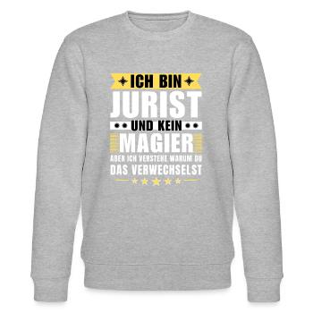 Ich bin Jurist und kein Magier - Stanley/Stella Unisex Bio-Sweatshirt CHANGER  - Grau meliert - Vorne - Nik (191cm) & Marisol (170cm)