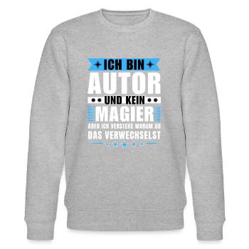 Ich bin Autor und kein Magier - Stanley/Stella Unisex Bio-Sweatshirt CHANGER  - Grau meliert - Vorne - Nik (191cm) & Marisol (170cm)