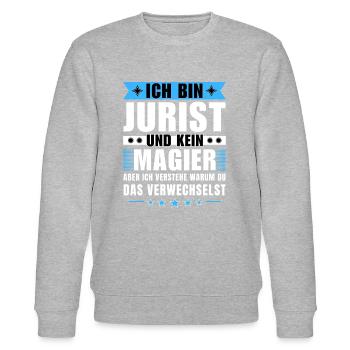 Ich bin Jurist und kein Magier - Stanley/Stella Unisex Bio-Sweatshirt CHANGER  - Grau meliert - Vorne - Nik (191cm) & Marisol (170cm)