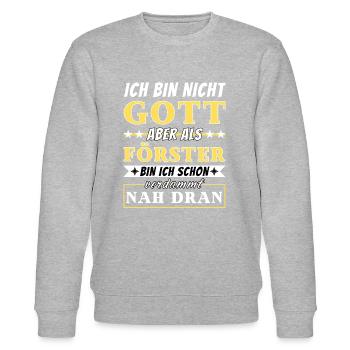 Ich bin nicht Gott aber als Förster nah dran - Stanley/Stella Unisex Bio-Sweatshirt CHANGER  - Grau meliert - Vorne - Nik (191cm) & Marisol (170cm)