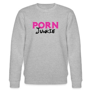 Porn Junkie - Stanley/Stella Unisex Bio-Sweatshirt CHANGER  - Grau meliert - Vorne - Nik (191cm) & Marisol (170cm)